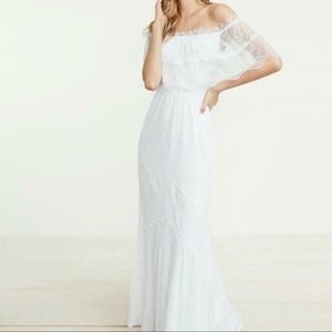 Express White Lace Off the Shoulder Maxi Dress